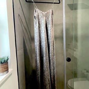 Vince Grey Floral Silk Slip Midi Dress XS